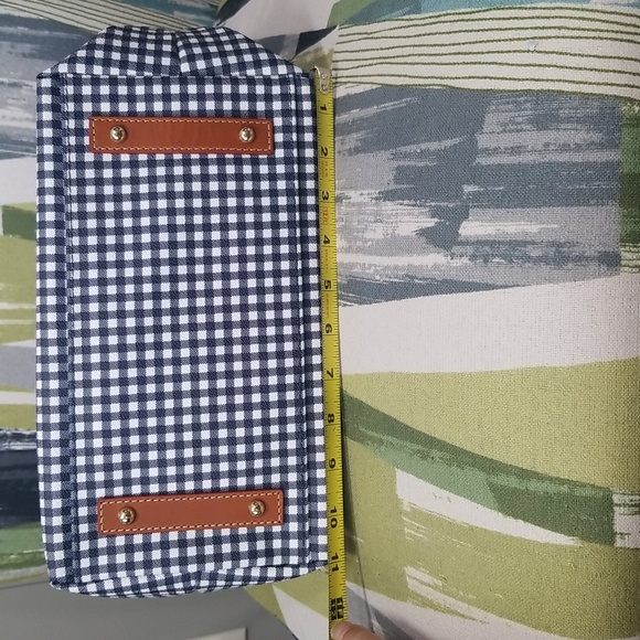 Dooney And Bourke Coated Cotton Gingham Hobo Shoulder Bag In Navy EUC - Picture 6 of 12